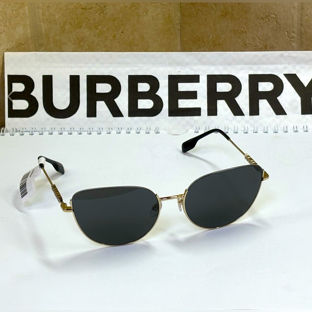 New Burberry B3144 1109/87 Harper. Light Gold Cat Eye Semi Rimless sunglasses